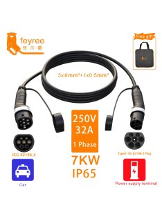 Elektromos autó töltő kábel 7,4kW Type2 5m