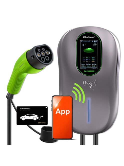 Elektromos autó fali töltő 22kW 5m Type2 WiFi LCD